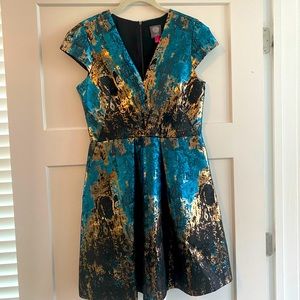 Vince Camuto Blue & Gold Cocktail Dress Size 6